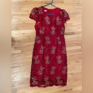 Red and Gold Lace Dress